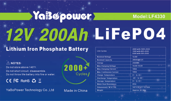 BOATS รถกอล์ฟ 12V Lifepo4 แบตเตอรี่ 200Ah 32700