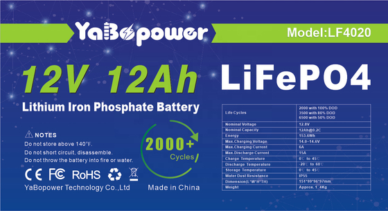 โรงงานขายร้อนที่กำหนดเอง 12v 12Ah ปล่อยปัจจุบัน 6A Lifepo4 แบตเตอรี่ที่มีความจุที่โดดเด่น