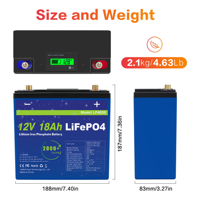 แบตเตอรี่ Lifepo4 12V 18Ah น้ำหนักเบา ความจุสูง อายุการใช้งานยาวนาน รับประกัน 3 ปี