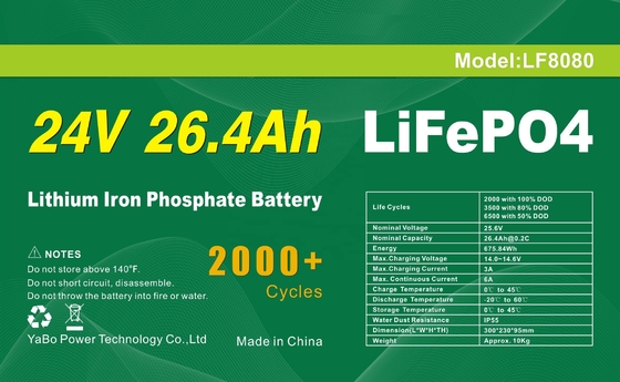 26.4Ah 24V Lifepo4 แบตเตอรี่อายุการใช้งานยาวนานขึ้น