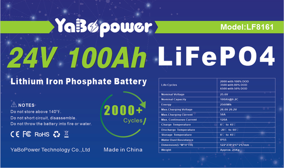 เก็บพลังงานแสงอาทิตย์ RV Lifepo4 แบตเตอรี่ 100ah 150ah 24v สำหรับเรือ Off Road Vehicle