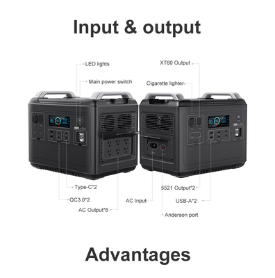 Ups สถานีไฟฟ้าลิเธียมแบบพกพา Lifepo4 Solar 2000W 1000 วัตต์ Two-Way Quick