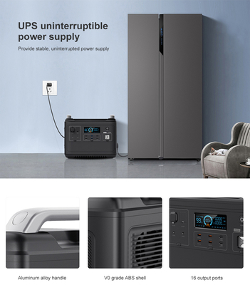 Ups สถานีไฟฟ้าลิเธียมแบบพกพา Lifepo4 Solar 2000W 1000 วัตต์ Two-Way Quick