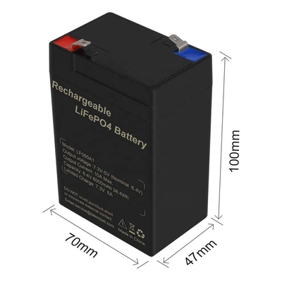 แบตเตอรี่ลิเธียมเหล็กฟอสเฟตรอบลึก LiFePO4 แบตเตอรี่ลิเธียม 6V 6Ah 6.4V สำหรับของเล่น UPS