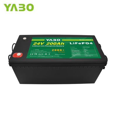 2000 รอบชีวิต 24V Lifepo4 แบตเตอรี่เซลล์พลังงานแสงอาทิตย์แบตเตอรี่ลิเธียมเหล็กฟอสเฟต 200Ah