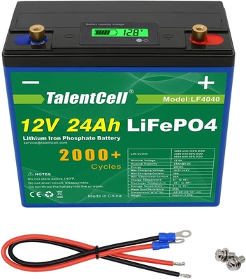 ชุดแบตเตอรี่ลิเธียม Lifepo4 12v 24ah ความจุขนาดใหญ่แบบชาร์จได้พร้อมจอแสดงผล LCD
