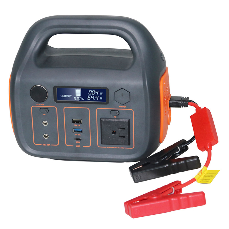 เก็บพลังงานแบบพกพาเอาต์พุต 110V AC แบตเตอรี่ลิเธียมไอออน 300W พลังงานทดแทนบ้าน power station