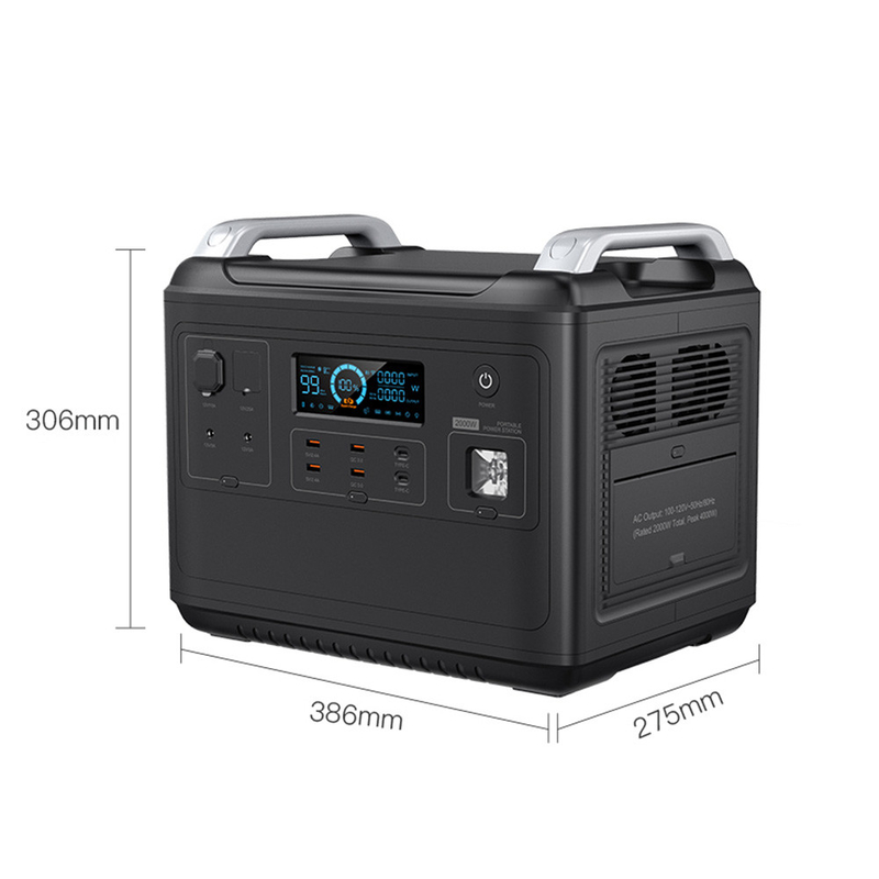 เครื่องกำเนิดพลังงานใหม่ MPPT อินพุตสองทาง 2000W ด่วน lifepo4 สถานีไฟฟ้าแบบพกพา 2000w